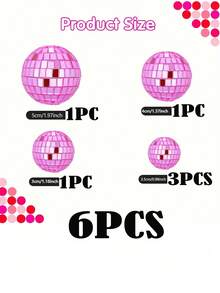 6 Pieces Pink Disco Ball Cake Toppers, Reflective Mirror Ball Cake Toppers, Mini Disco Mirror Ball Decorations - Plastic Reflective Silver Decorative Pendants, Mirror Ball Reflective Glass Balls, Home Hanging Decorations, Suitable For 70s Disco Themed Party Decorations Birthday Holiday Party Decorations, Disco Themed Party Background