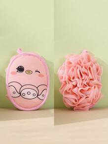 1pc Baby Bathing Essentials - 2-In-1 Scrub Sponge & Bath Flower, Anti-Slip Baby Bath Gloves, Thick Hanging Design, Soft & Non-Shedding Bath Sponge, 2-Sided Baby Bath - Multicolor - View 10