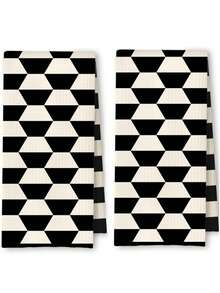 2 Pcs Boho Abstract Kitchen Towels, Dish Tea Towels For Kitchen Decor, Retro Mid Century Modern Hand Towels For Bathroom Decor, 16x24 Inch - Mid Century - 查看 1