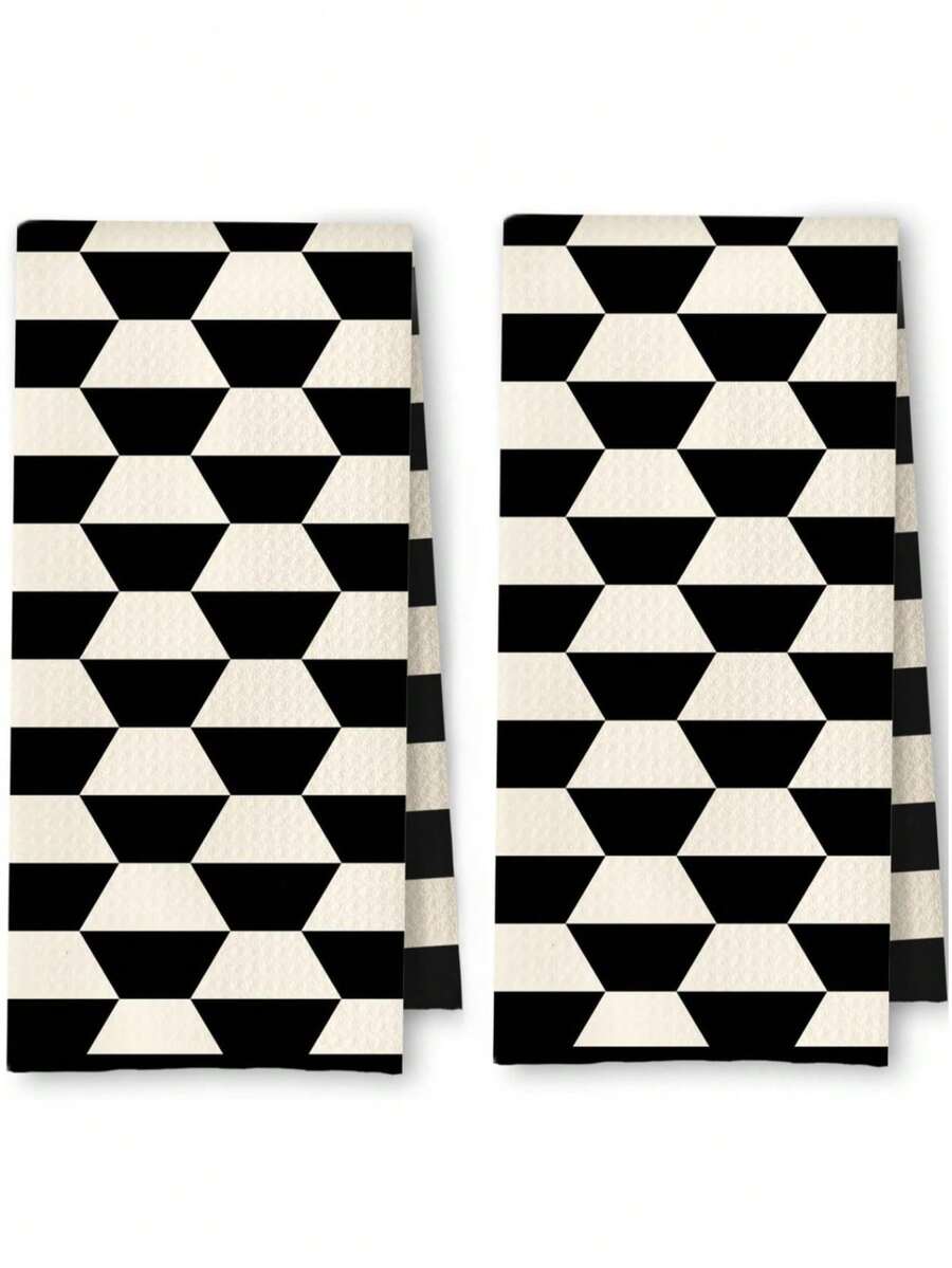 2 Pcs Boho Abstract Kitchen Towels, Dish Tea Towels For Kitchen Decor, Retro Mid Century Modern Hand Towels For Bathroom Decor, 16x24 Inch - Mid Century - 查看 1