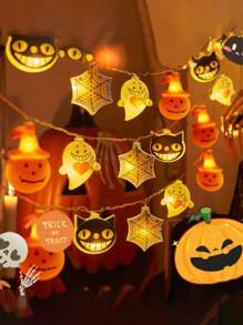 1pc 2/3M Halloween LED String Lights 10/20 Bulbs Cat Ghost Lights Spider Web Pumpkin Halloween Party Decor Props Halloween Decoration Room Decor Halloween Garden Decor For Gift Fairy Holiday Decor Festival Decor - Multicolor - View 5