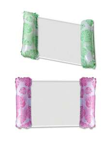 1 pezzo/2 pezzi Amaca galleggiante pieghevole portatile con rete e schienale, letto d'acqua gonfiabile, materasso da piscina a righe per spiaggia e sport acquatici