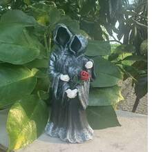 1 Stück Halloween Paar Geist Harz Dekoration, schwarze Handwerkskunst Unterwelt Bote Tisch Ornament