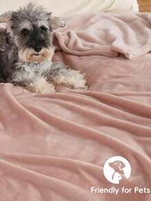 1pc All Season Polyester Warm Nap Blanket - Vibrant Solid Color, Machine Washable, Suitable For Home, Office Or Car Decor, Office Decor Blanket | Machine Washable Blanket, Home Blanket - Pink - View 7