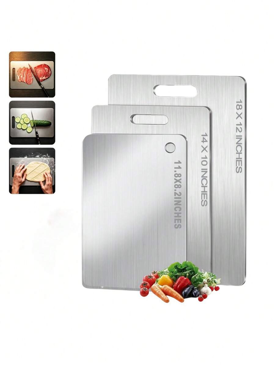 لوح تقطيع من التيتانيوم قطعة واحدة، لوح تقطيع من التيتانيوم النقي 100% المحسن حديثًا، لوح تقطيع من الفولاذ المقاوم للصدأ بحجم كبير/متوسط/صغير، لوح تقطيع معدني ثنائي الجوانب متين، لوح تقطيع للخضروات والفواكه، حصيرة عجن السوشي والعجين، أداة مطبخ