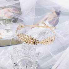 1pc Fashionable Metal Leaf Shaped Headband, Elegant Design For Women
