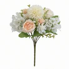 1/4 bó hoa mẫu đơn, cẩm tú cầu, cúc vạn thọ bằng lụa - Hoàn hảo cho trang trí đám cưới, vòng hoa tự làm, hoa cầm tay cô dâu, hoa đeo cổ tay, hoa đeo ngực, phụ kiện trang trí hoa đội đầu, trang trí xe cưới, trang trí vòm cửa sổ, nhà ở, phòng ăn, phòng ngủ, trang trí bình hoa, vật liệu trang trí tiệc sinh nhật, quà tặng ngày lễ tình nhân và năm mới - Trắng tinh khiết - Xem 8