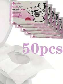 10/30/50片装一次性马桶座垫，可冲散纸质马桶垫，便携式马桶座贴，旅行必备，可溶性纸质马桶垫，商务旅行马桶垫，适用于飞机、旅行、公共卫生间和露营，航空旅行和露营装备，快速降解，轻便卫生，浴室装饰秋季装饰 - 彩色 - 查看 14