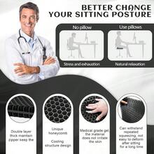 Gel Seat Cushion For Long Sitting Double Thick Gel Seat Cushion Breathable Honeycomb Chair Cushion With NonSlip Cover For Office Chair Car Wheelchair Long Trips Relief Sciatica Pain - màu đen - Xem 2