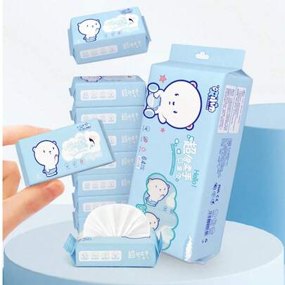 128片/64片/32片/16片/8片迷你便携式清洁湿巾，适用于日常清洁