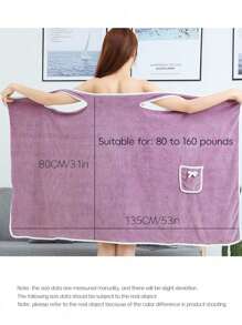 1 pezzo Asciugamano da bagno da donna (Dimensione: 80cm * 135cm, 250g), Accappatoio da spiaggia/spa/bagno, Asciugamano da doccia/fitness, Set asciugamani da donna, Accappatoio in spugna di corallo ultra morbido da donna con taschino a fiocco carino, Vestito asciugamano per la casa, Disponibile in più colori, Indumenti in velluto confortevoli, Asciugamano indossabile