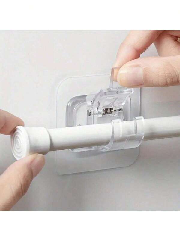 4pcs Glass Curtain Holder, Window Curtain Holder, Adjustable Curtain Holder Without Drilling, Wall Hooks For Curtains, Towel Hooks, Kitchen Bathroom Living Room Supplies Home Bathroom Decor Summer Bathroom Accessories