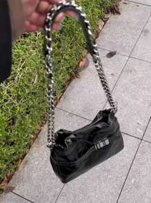 Bolso de hombro y cruzado de diseño de nicho con cadena de rombos estilo francés, bolso de cubo versátil y de moda para ir al trabajo, bolso de hombro y axila de estilo japonés