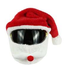 1pc Santa Claus With Beard Motorcycle Helmet Cover, Plush Christmas Hat Home Decor Christmas Decorations Room Decor - Multicolor - View 7