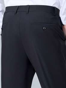 Men's Business Casual Stretch Pants, Lightweight For Summer. Wrinkle-Resistant, Machine Washable. Formal Suit Pants, Ideal For Golf, Men's Suit Trousers. - Black - View 8