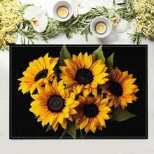 1/4/6/8/12 Piezas Manteles de mesa impresos de lino lavables, almohadillas protectoras de superficie, manteles de mesa de comedor para interiores y exteriores, adecuados para fiestas festivas, decoración de cocina y mesa de comedor