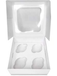25 X White Cupcake Boxes - 4 Holes - 1 - View 2