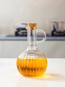 1Pc 360/700ml Transparent Glass Oil Bottle With Lid Handle Heat-Resistant Soy Vinegar Sauce Oil Container