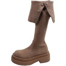 Women Over-The-Knee Boots - Khaki (thin Fleece) - View 6