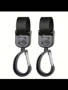 2pcs Baby Stroller Hooks For Bag, Electric Bottle Car Hanging Hook, High Landscape Car Hook Rotating Car Hanging Buckle Accessories-Hard Plastic, Light And Strong - Black - View 10