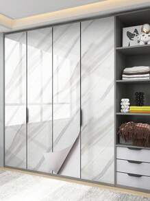 1 件白色光泽仿大理石剥离粘贴壁纸，防水耐热不粘厨房橱柜抽屉翻新壁纸墙纸墙贴房间装饰墙装饰卧室客厅装饰 - 白色 - 查看 6