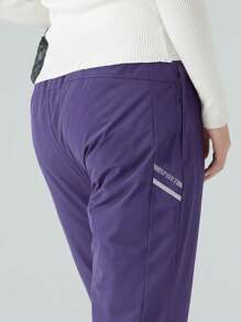 女士保暖防水防风滑雪裤，户外雪裤，冬季保暖徒步裤紧身裤 - 紫色 - 查看 5