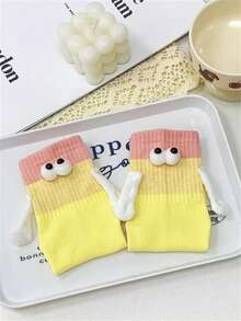 1/5 Pairs Cute Rainbow Holding Hands Socks, Suitable For All Seasons - Multicolor - View 16