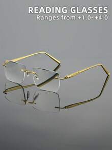 Rivsar 处方眼镜，新款经典方形无框商务金属老花镜，高清护眼，长时间佩戴不眩晕，适合阅读/缝纫/商务/办公/优雅/日常佩戴，轻盈方形弹簧镜腿，适合运动防滑，电脑舒适阅读，抗眼疲劳老花镜，便捷携带设计，适合各种脸型，奢侈品牌设计师眼镜，节日礼物，送给父母的礼物，万圣节，情人节，圣诞节，老花镜，女士老花镜 - 透明色 - 查看 15
