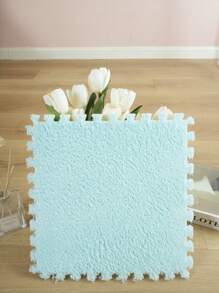 6 件柔软毛绒拼图地垫，创意互锁瓷砖，纯色简约设计 - 彩色 - 查看 15