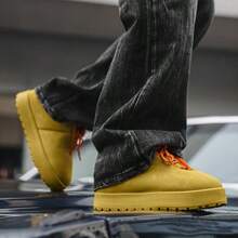 欧洲站品牌面包鞋男士小众设计低帮休闲鞋2025新款时尚百搭厚底运动鞋韩版复古嘻哈风厚底黄鞋青年石膏靴大码45 46 - 卡其色 - 查看 11