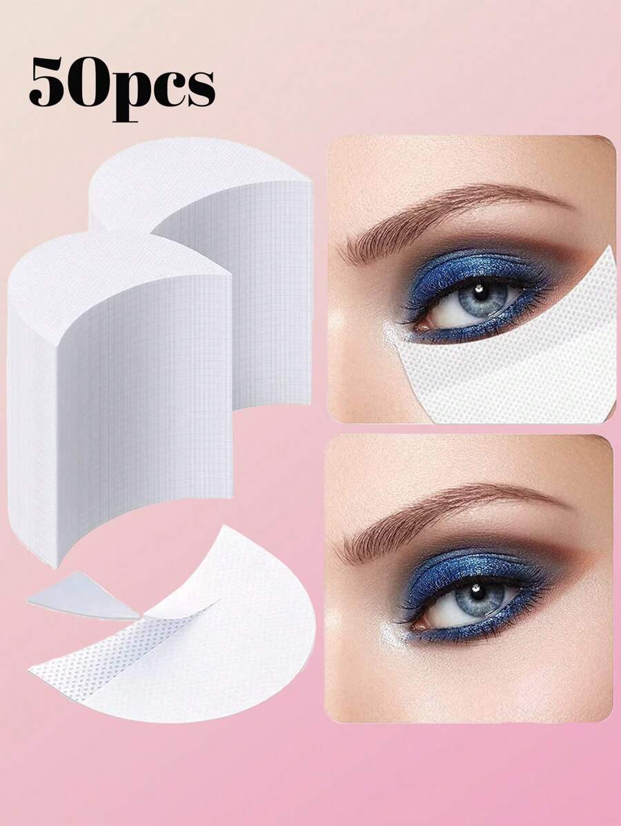 50片无纺布眼线保护垫，眼影眼线贴，嫁接睫毛隔离贴无纺布隔离眼贴卸睫毛工具，假睫毛延长化妆工具，化妆隔离贴，眼影，眼线，睫毛延长和唇妆辅助工具 - 彩色 - 查看 1