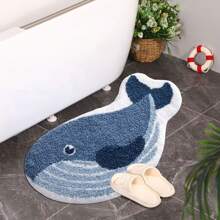 سجادة حمام من الصوف الاصطناعي القابلة للغسل بشكل حوت جميل مانعة للانزلاق، مناسبة للغرفة المعيشية والنوم وغرفة الغسيل والمدخل والحمام - ماصة للماء جيدة، مانعة للانزلاق، قابلة للغسل في الغسالة، سجادة صوف اصطناعي مستطيلة بنمط شبكة العنكبوت، مثالية لديكور الحمام أو غرفة النوم أو المطبخ