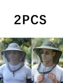 户外钓鱼帽网眼面罩遮阳帽男士透气网眼男士太阳帽夏季帽子，适合徒步、钓鱼等夏季户外活动