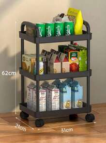 1pc 4-Layer/3 Layer Practical Plastic Trolley With Swivel Wheels, Storage, Shelving, Kitchen Organization, With Handle, Multi-Functional Movable Storage Cart, Applicable For Office, Living Room, Kitchen, Bathroom, Snack And Toy Organizer, Movable Storage Rack With Wheels, Ideal For Home And Office Organization, Simple, Spring Break, Opulessaboho Vibes, Premium Style, Mother's Day, Spring, Spring Decor, Boho