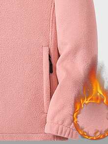 Damen Outdoor Lässig Fleecejacke, einfarbig minimalistisch, Herbst/Winter Stil, vielseitige Oberbekleidung