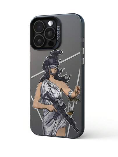 1 pieza Funda protectora mate anti-caída con diseño de diosa de la , compatible con iPhone 11, 12, 13, 14, 15, 16 Pro Max, X, XS, XR, 16e, 15 Plus, y Galaxy, OPPO, Realme, Vivo, Redmi, Infinix, Honor X50i