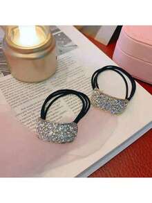 1pc Versatile Breath Hair Scrunchie, Suitable For Everyday Wear Hair Ties Ponytail Holders Hair Elastics Hair Rubber Bands Scrunchies Hair Rope Elastic Hair Tie, Hair Bobbles Hair Accessories Head Accessories Elastic Band - Silver - View 10