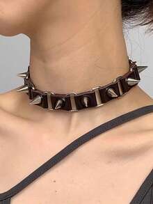 1 Peça Vintage Doce Legal Colar Gargantilha Choker de Rebite Hip Hop Harajuku Gothic Club Preto Colar de Couro PU Torques Jóias, Halloween