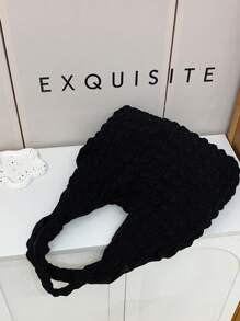 云朵与花卉印花单肩包，新款休闲斜挎包，适合女士/学生，简约帆布购物袋