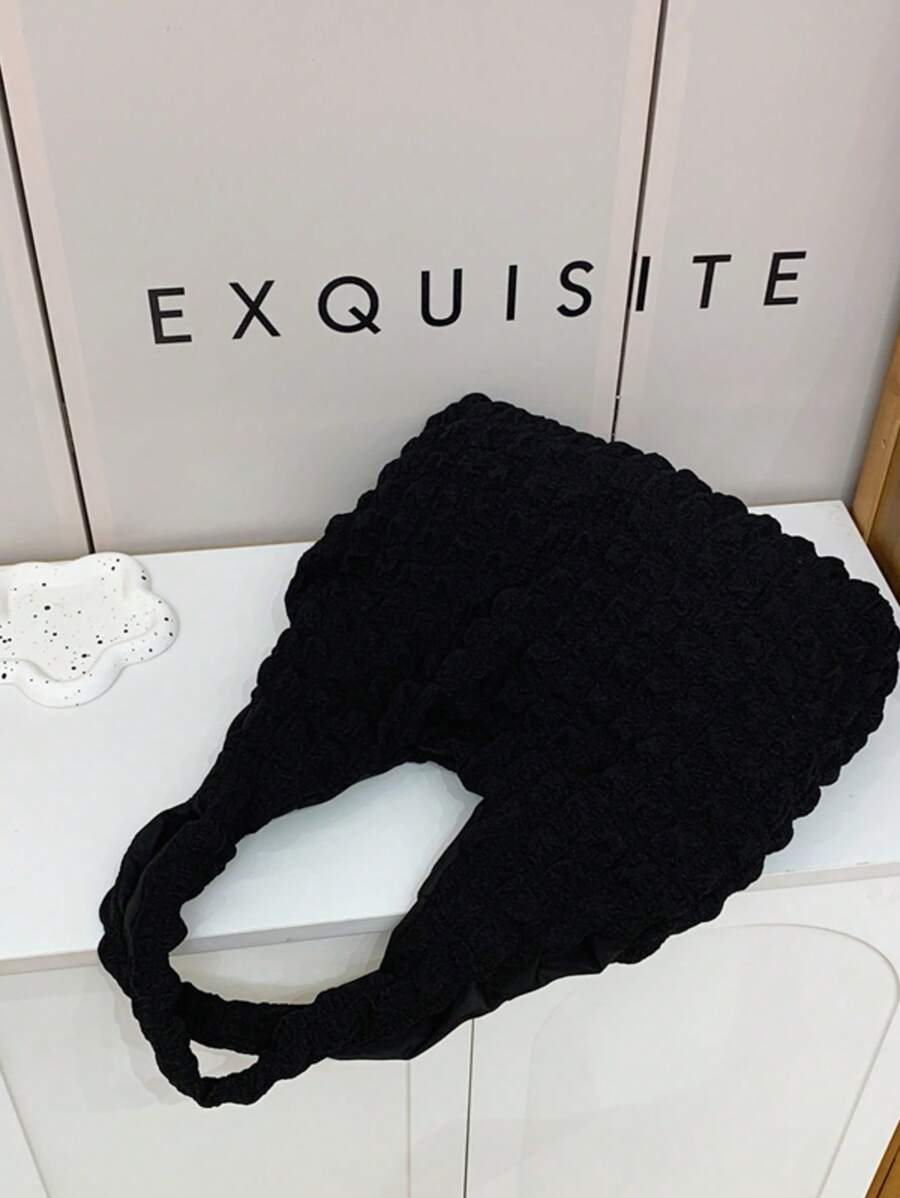 云朵与花卉印花单肩包，新款休闲斜挎包，适合女士/学生，简约帆布购物袋