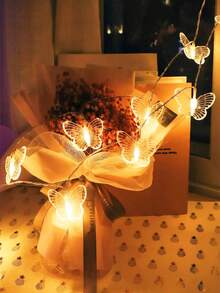 1pc 10/20 LED 1.5m/3m Plastic Transparent Butterfly Decoration Lights String, Indoor Decor Lights For Bedroom, Desk, Outdoor Wedding, Holiday, Party, Mother's Day, Battery Powered - Clear - View 5
