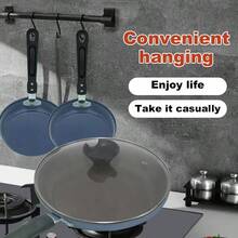 Sartén antiadherente de 24 cm en rojo/verde/sin tapa/con tapa/incrustación de cristal, de fondo grueso, bajo en humo, apta para cocinas de gas y eléctricas, para cocinar mariscos