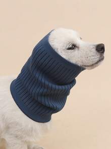 1 件涤纶简约纯色条纹柔软羊毛温暖舒适宠物耳朵保护头套，适合中小型猫狗户外使用