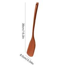 4 piezas Juego de utensilios de cocina de madera, espátula, cucharón, cuchara para sopa de madera natural, utensilios de cocina amigables con utensilios antiadherentes, material de palisandro, mango largo, suministros para cena familiar, suministros para fiestas