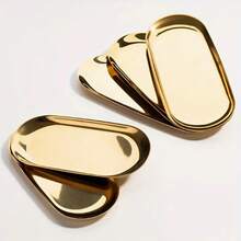 创意金属椭圆托盘（金色）圣诞金拼盘水果盘甜品盘小吃盘沙拉盘蛋糕盘适用于餐厅厨房餐桌厨房圣诞 - 金色 - 查看 2