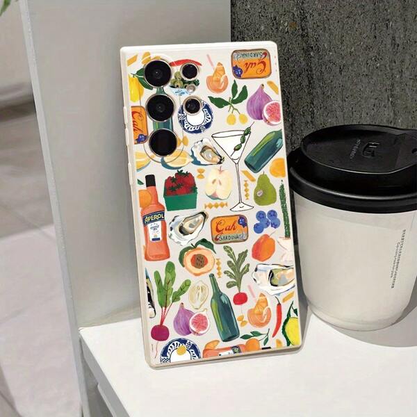 Funda de teléfono suave, brillante y lisa con estampado de elementos de verano tropical como conchas marinas, planetas, flores, frutas, cervezas, adecuada y compatible con Samsung Galaxy S25/S25 Plus/S25 Ultra/S24/S24 Plus/S24 Ultra/S23/S23+/S23 FE/S23 Ultra/S22/S22+/S22 Ultra/S21/S21+ /S21 Super/S21 FE/A56/A55/A54/A53/A35/A32/A15/A14/A33/A51/A05/A05s/A71/A72, resistente a huellas dactilares, a los arañazos y al agua