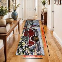 1pc Home Decor, Snowman & Christmas Tree Pattern Print, Christmas, Christmas Gift, Christmas Decoration, Diatomite Kitchen Carpet, Kitchen Mat, Rug, Rectangle Carpet, Suitable For Living Room, Bedroom, Hallway, Bathroom, Laundry Room - Polyester Carpet, Suitable For Indoor And Outdoor Home Decor