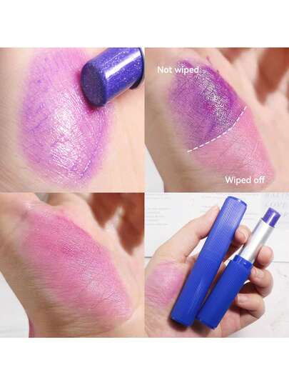 变色润唇膏，蓝转粉，神奇温感乳霜配方，保湿、柔滑、妆前打底，彩妆棒