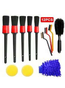 Multifunctional Car Detailing Tool Kit, Car Cleaning Brush Set, Including Wheel Brush, Air Conditioning Vent Brush, Polishing Sponge Pad, Car Wash Gloves And Cleaning Cloth(Random Accessory Color)