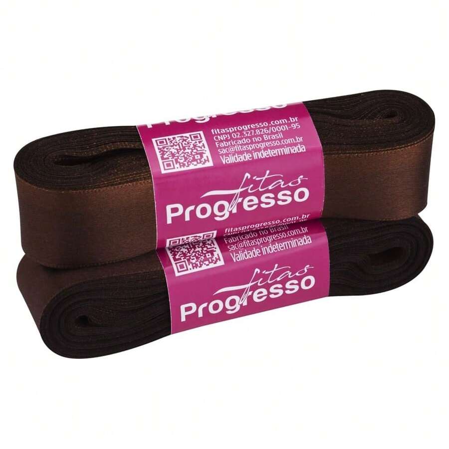 Satin Ribbon 22mm Wide In 10m Pieces. - COFFEE BROWN (color 340) - View 1